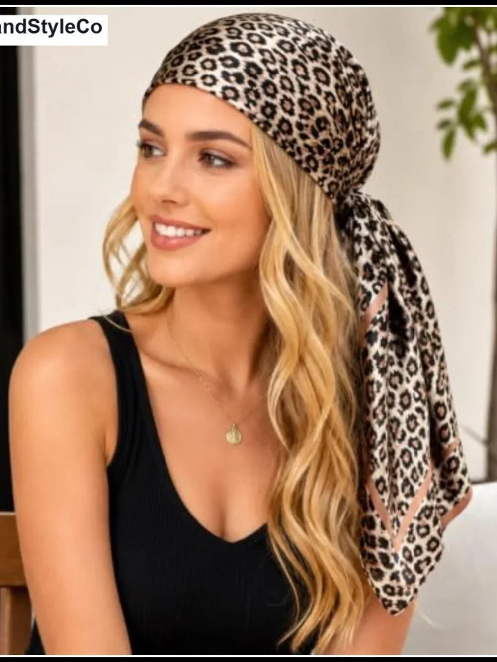 Large Satin Leopard Print Head Scarf Silk Feel Women Hair Neck Bandana Wrap